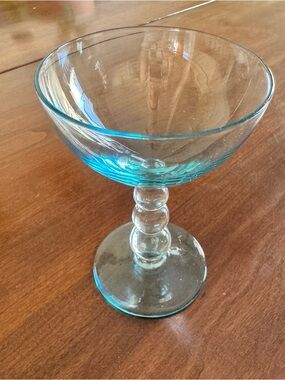 Blue-Tinted Glass Martini Coupe